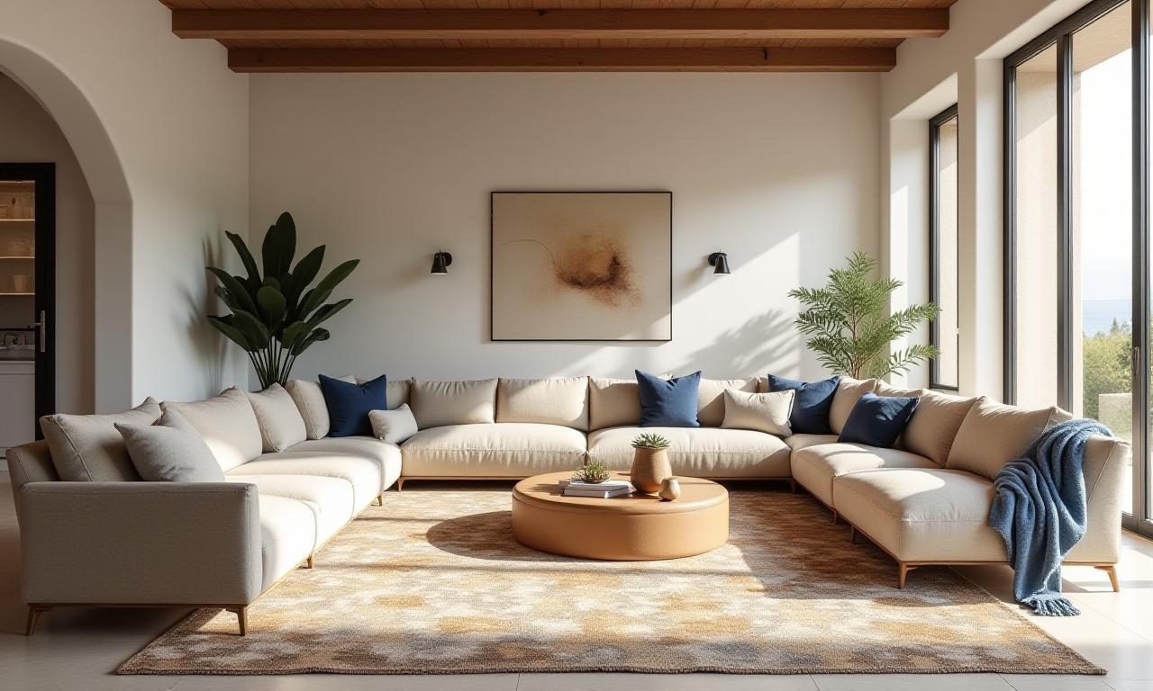 Interior español moderno con alfombra artesanal